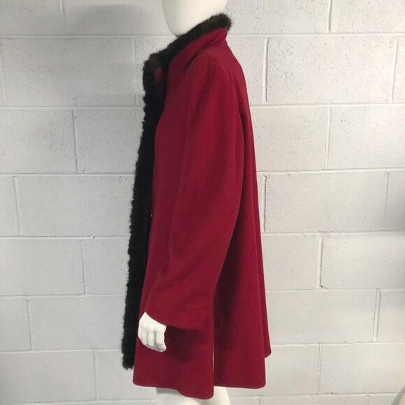 Womens FLEURETTE Red Loro Piana Wool Mink Trimmed - Picture 2 of 13